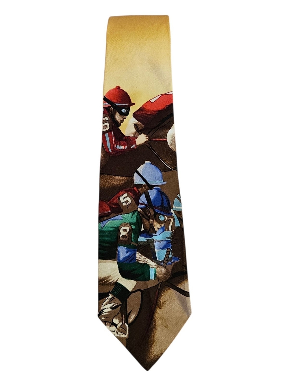 Vintage PRL Jockey Racing Scene Silk Tie